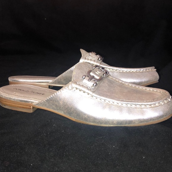 Donald Pliner Metallic Loafer Mules - Picture 2 of 11